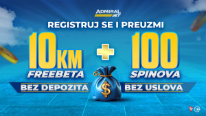 AdmiralBet: Uzmi 10 KM Freebeta bez ograničenja i 100 besplatnih spinova za automatski keš!