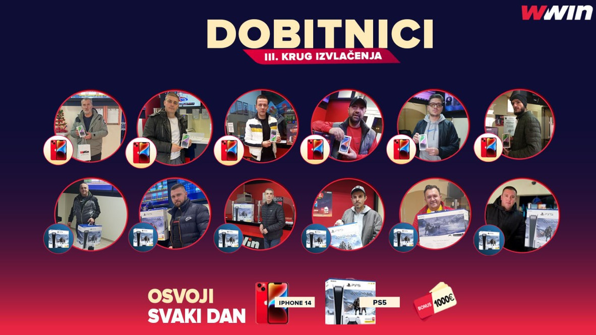 Wwin Vas nagrađuje: Svaki dan Iphone 14, PS5 i 1000 EUR bonusa