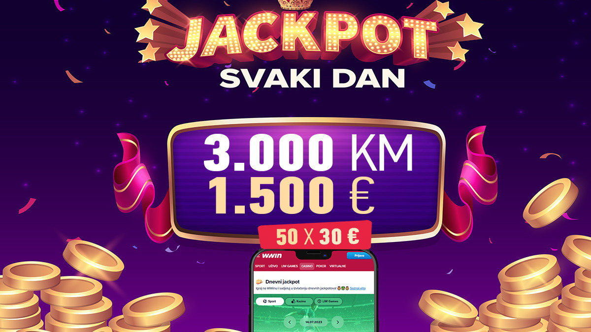 Dnevni JACKPOT – Svaki dan 3.000 KM (1.500 €)