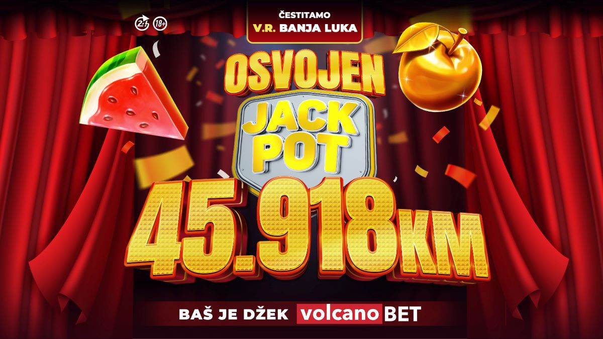 Osvojen je Volcano Jackpot u vrijednosti od 45.918KM