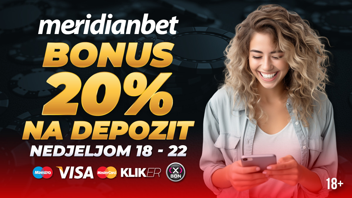 Meridian ti poklanja: Uzmi 20% bonusa na sve uplate