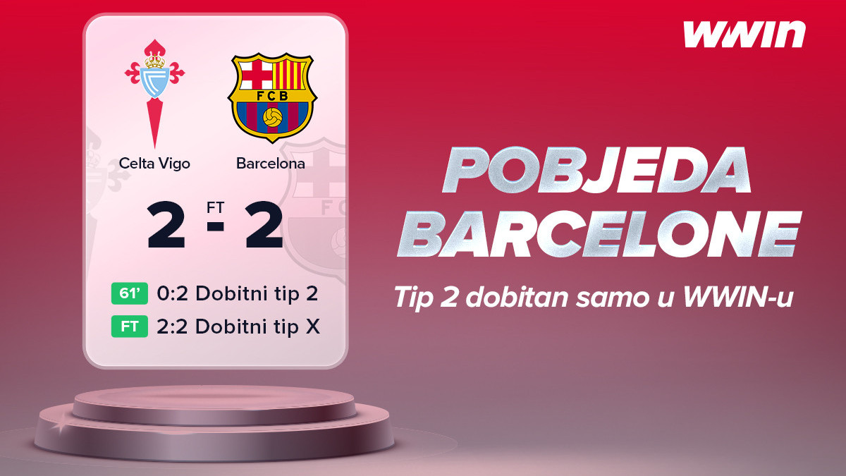 Celta 2-2 Barcelona: WWIN isplatio tikete na pobjedu Barcelone u iznosu od 600.000 KM!