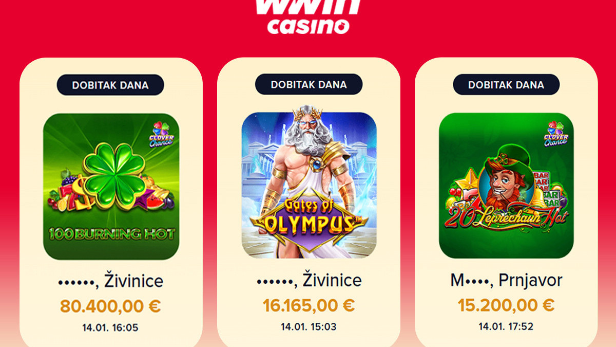 WWin Casino: Priča o Velikom Dobitku - Živinice, 171.850  Eura! Prnjavor, 15.200  Eura!