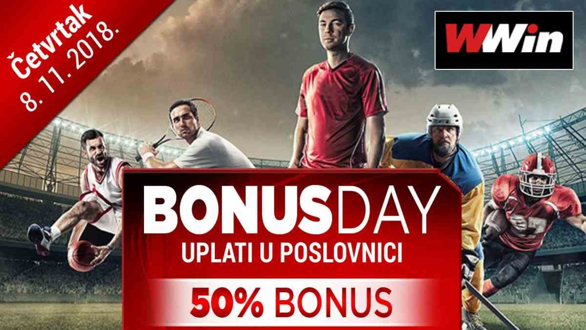 Bonus day u poslovnicama WWin - 50% bonusa na sve uplate u tom danu