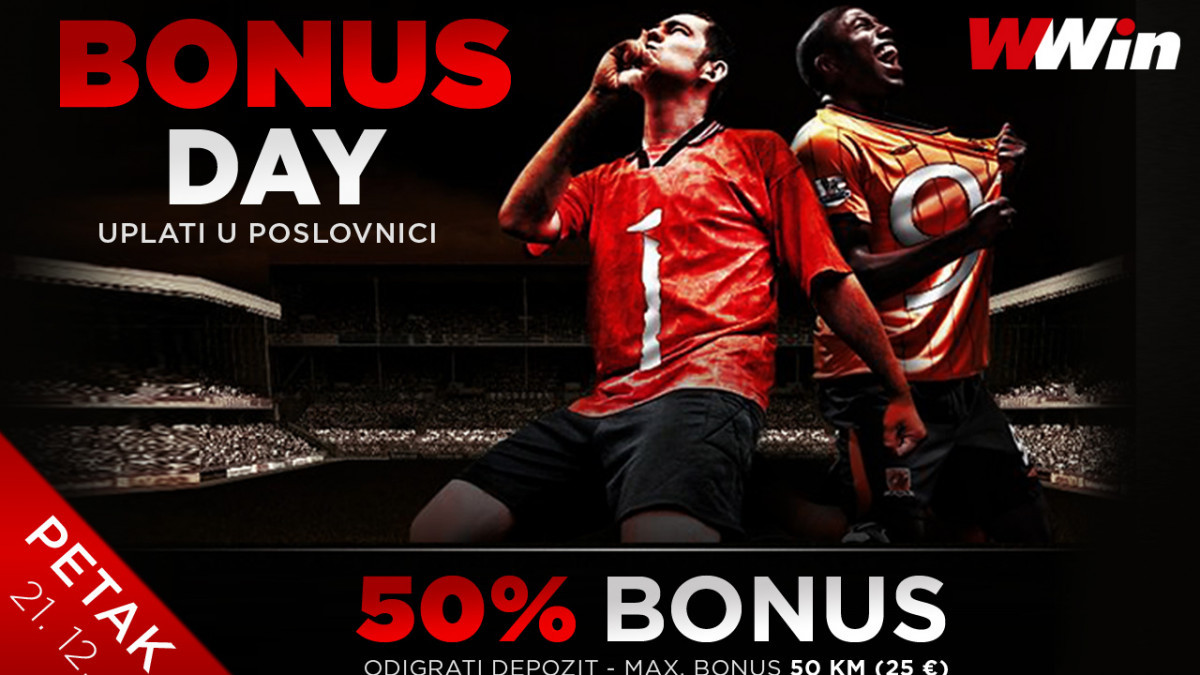 Bonus day u poslovnicama WWin - 50% bonusa na sve uplate u tom danu