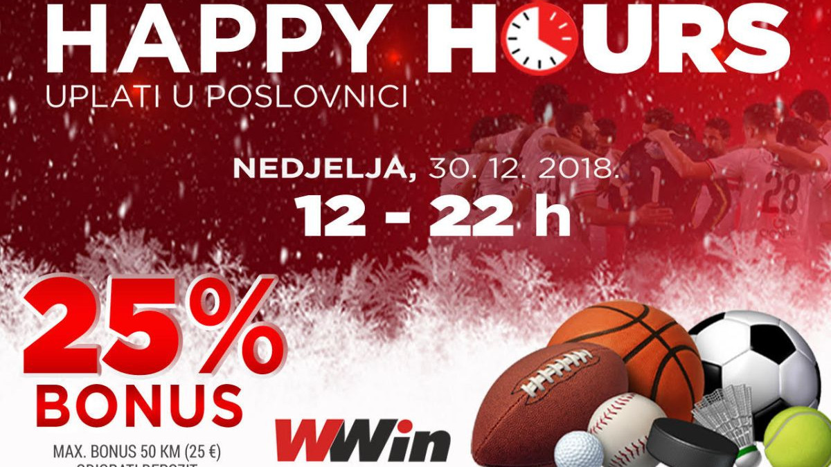 Wwin vas danas nagrađuje Happy hours bonusom