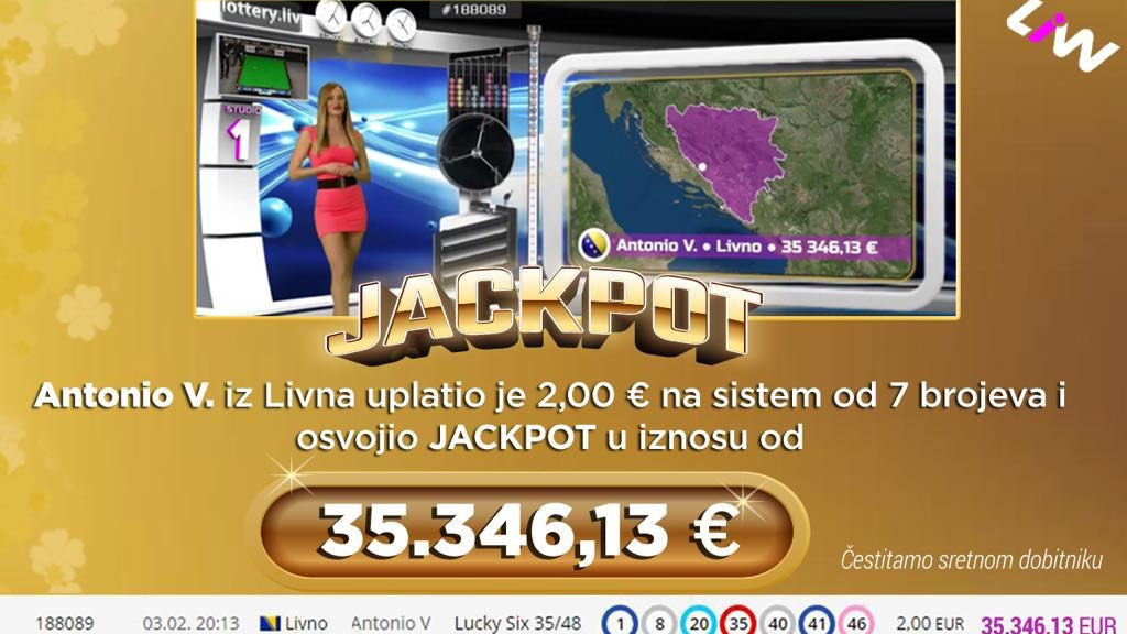 Jackpot na bingu Wwin kladionice donio Antoniju iz Livna 35.346,13 eura!