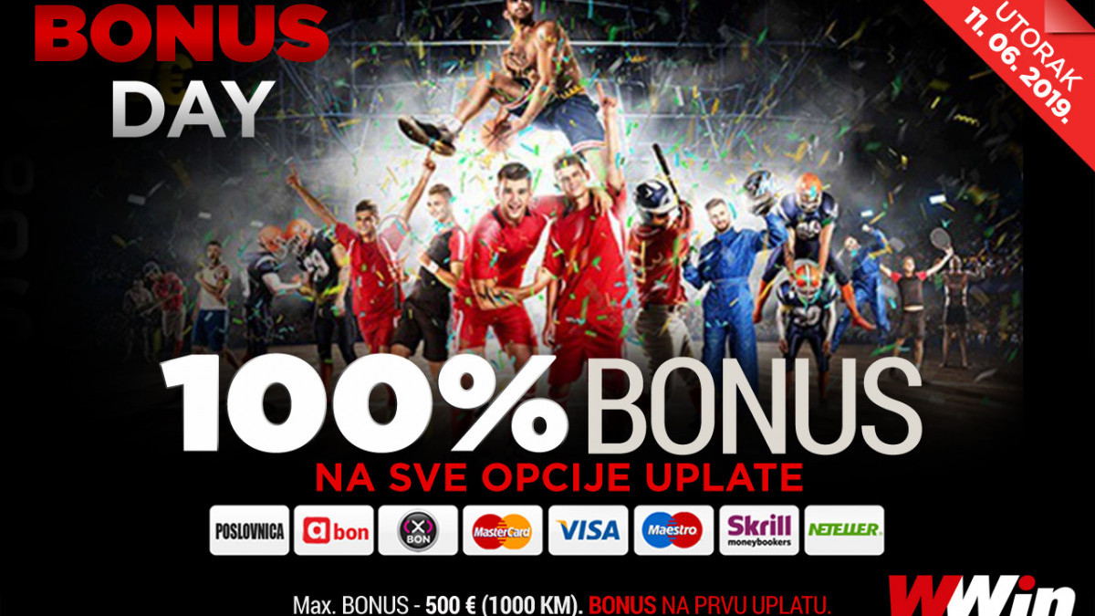 Bonus day u poslovnicama WWin - 100% bonusa na sve opcije uplate danas