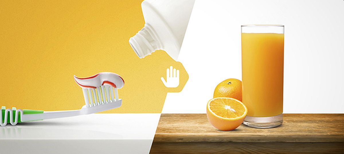 еда в зубах. здоровые крепкие зубы. апельсиновый сок и зубная паста. вредные продукты для зубов. гиперестезия твердых тканей зубов.